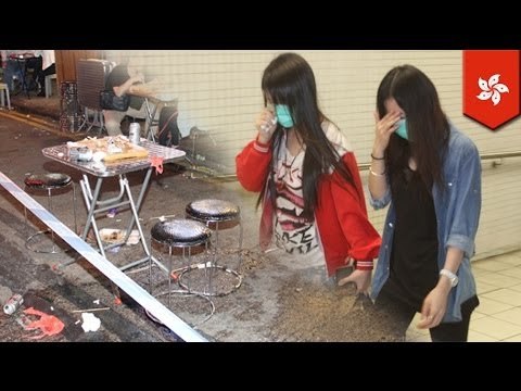 Woman attacked by water bomb thrown off building in Hong Kong