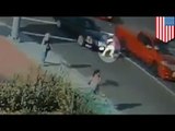 Caught on camera: California teen hit TWICE while running across street