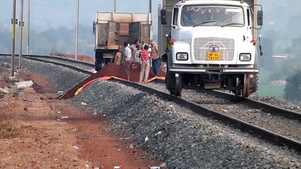 UNIQUE TRUCK ON RAILS INDIAN RAILWAYS CONSTRUCTION SITE