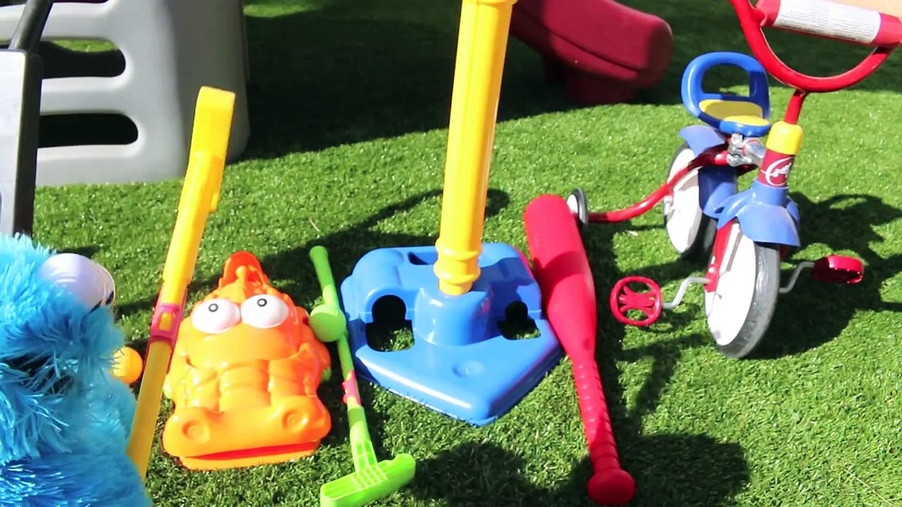 Cookie Monster Cozy Coupe Car With Super Mario Backyard Fun Baseball, Toy Lawn Mower ToysReviewToys