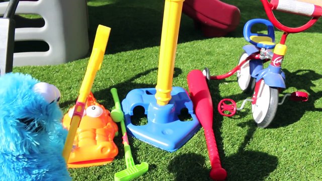 Cookie Monster Super Mario Cozy Coupe Backyard Playground Lawn Mower Baseball Slide