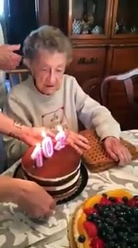 100 Year Old Lady Accidentally Spits Out Dentures When Blowing Out Birthday Candles