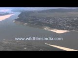 Mighty Brahmaputra river seen aerially
