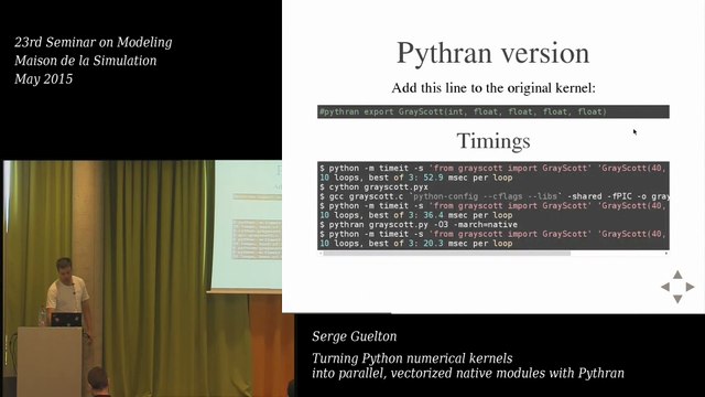 Seminar on Modeling May 2015 - Serge Guelton: Turning Python numerical kernels into parallel, vectorized native modules