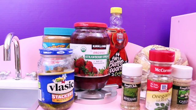 Cookie Monster by ToysReviewToys and Mario make PB and J with KidKraft Kitchen Playset