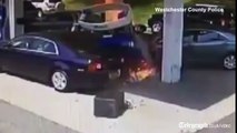Off duty policeman saves man from burning car at petrol station