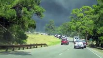 Forest Fire crosses freeway in Bastrop, TX on Sept 4, 2011
