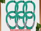 Seismic Audio SASTSX-6Green-6PK 6-Feet TS 1/4-Inch Guitar Instrument or Patch Cable Green