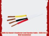 12AWG CL2 Rated 4-Conductor Loud Speaker Cable - 250ft (For In-Wall Installation)