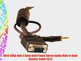 HD15 SVGA with 3.5mm Gold Plated Stereo Audio Male to Male Monitor Cable 35 Ft
