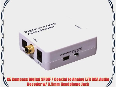 CE Compass Digital SPDIF / Coaxial to Analog L/R RCA Audio Decoder w/ 3.5mm Headphone Jack