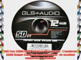 GLS Audio Premium 12 Gauge 50 Feet Speaker Wire - True 12AWG Speaker Cable 50ft Clear Jacket