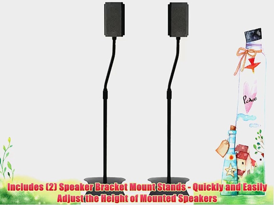 Pyle PSTND19 Dual Universal Speaker Bracket Stand Mounts Adjustable Height for Satellite Speakers