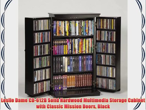 Leslie Dame CD-612B Solid Hardwood Multimedia Storage Cabinet with Classic Mission Doors Black