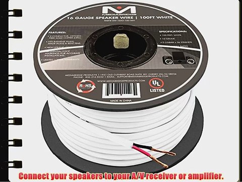 Mediabridge 16AWG Speaker Wire (100 Feet) - 99% Oxygen Free Copper (OFC) Construction - Premium