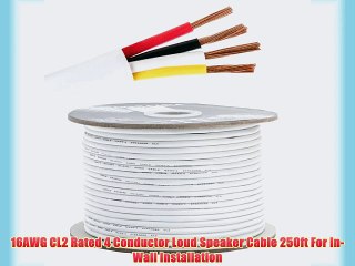 下载视频: 16AWG CL2 Rated 4 Conductor Loud Speaker Cable 250ft For In-Wall Installation