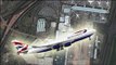 British Airways jet wing slices Johannesburg airport building