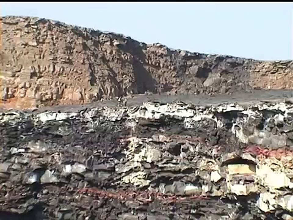 Eruption after person falls in lava
