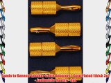 Spade to Banana Speaker Cable Adapters - Gold Plated (thick 3u) - Audiophile Quality - 4pk