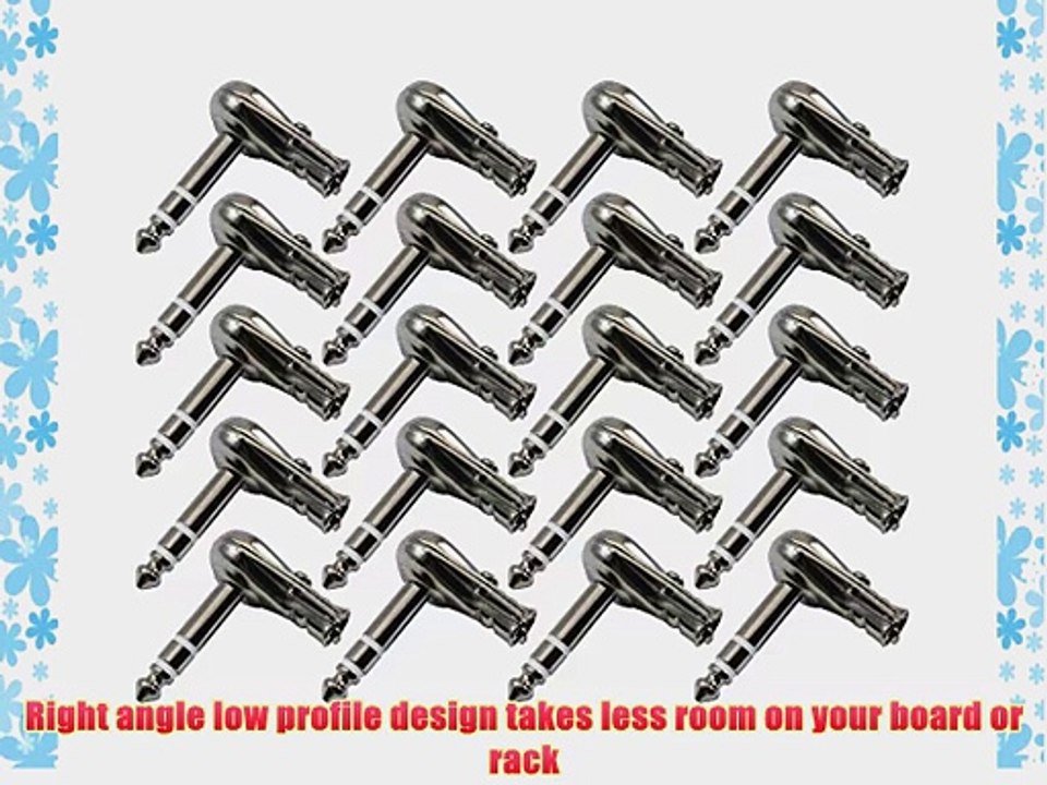 GLS Audio 1/4 Right Angle Plugs TRS Stereo Flat Low Profile Pancake Style for Speaker Cables