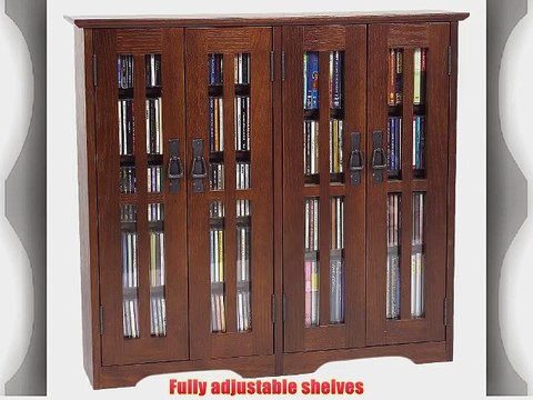 Leslie Dame M-380W Wall Mounted Mission Style Media Storage Cabinet Walnut