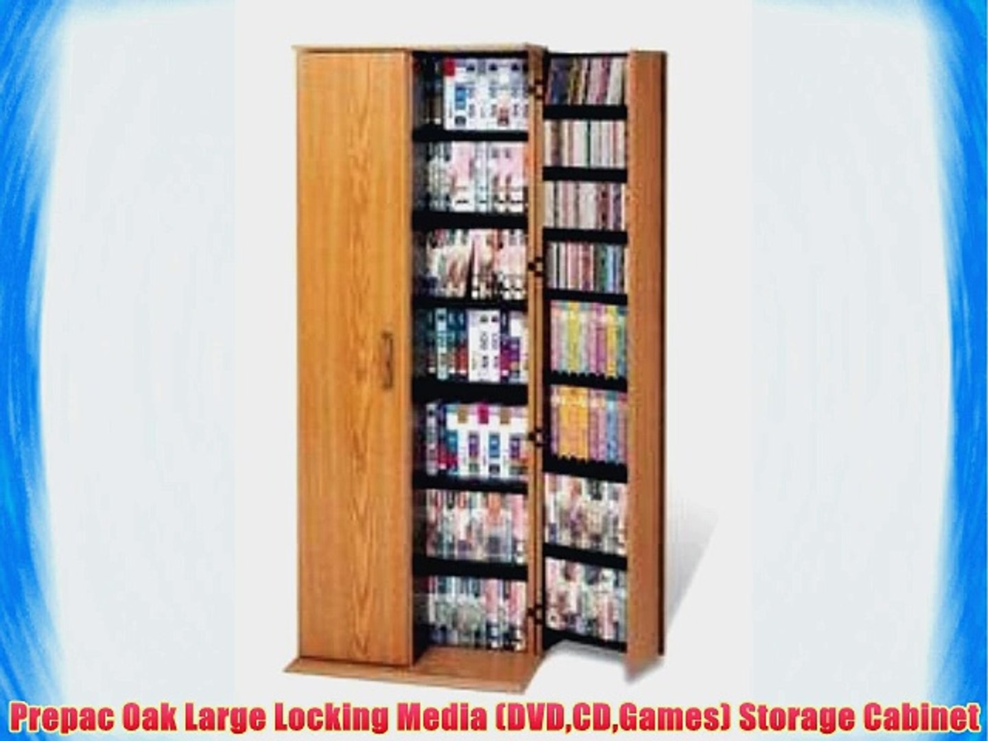 Prepac Oak Large Locking Media Dvdcdgames Storage Cabinet