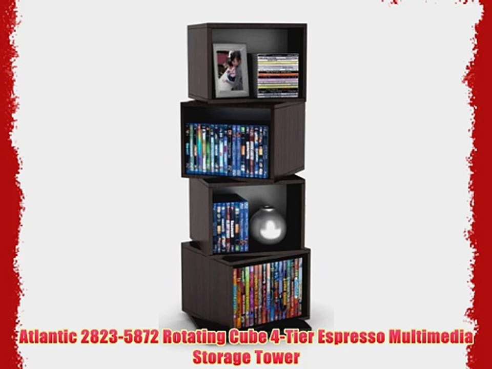 Atlantic 2823-5872 Rotating Cube 4-Tier Espresso Multimedia Storage Tower