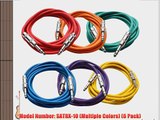 Seismic Audio SATRX-10BGORYP  6 Pack of Multi Color 10' 1/4TRS to 1/4 TRS Patch Cables