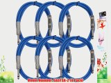 Seismic Audio SASTSX-2Blue-6PK 2-Feet TS 1/4-Inch Guitar Instrument or Patch Cable Blue