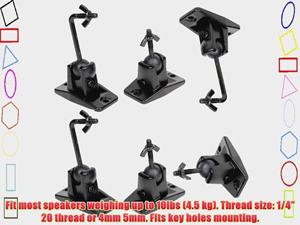 VideoSecu 3 Pairs of Black Universal Satellite and Audio Speaker Mount