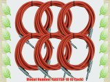 Seismic Audio SASTSX-10Red-6PK 10-Feet TS 1/4-Inch Guitar Instrument or Patch Cable Red