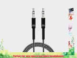 MOS SW-30442-06 6-Feet Spring Aux 3.5mm Cable Reinforced Braided Cable Black