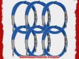Seismic Audio SASTSX-3Blue-6PK 3-Feet TS 1/4-Inch Guitar Instrument or Patch Cable Blue