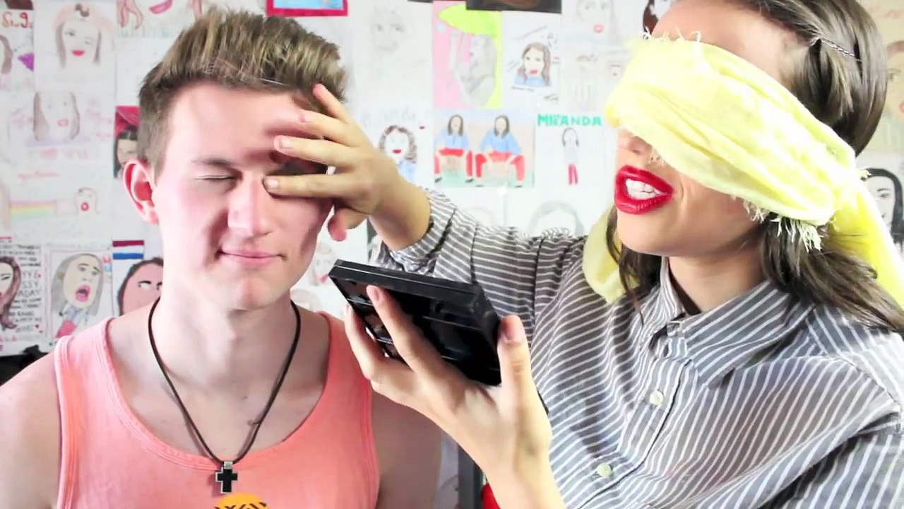 BLINDFOLDED MAKE UP CHALLENGE! with Ricky!