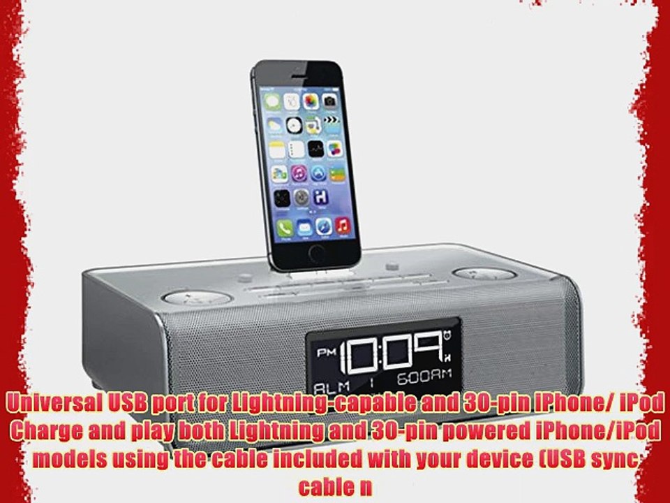 iHome Dual Charging Stereo FM Clock Radio with Lightning Connector and USB for iPhone 6 iPhone