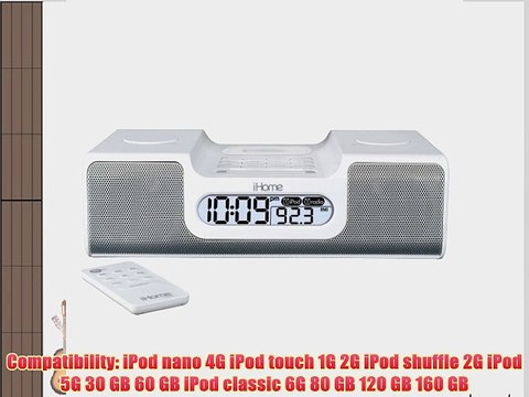 iHome iH8 Clock Radio for iPod (White)