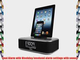 iHome Dual Alarm Clock Radio for iPad iPhone and iPod with Two Flexible Lightning Docks and