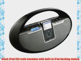 iLive IBCD2817 Portable Boombox with CD Player AM/FM Radio Remote Control and iPod Dock (Black)