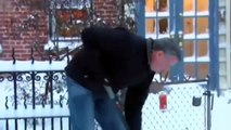 NYC Mayor Bill de Blasio Shoveling Snow