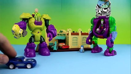 Disney Pixar Cars Lightning McQueen as Fantastic Four McQueen beats robots Joker & Luthor