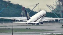 Airbus A380 Singapore Airlines. Takeoff from Hong Kong International Airport