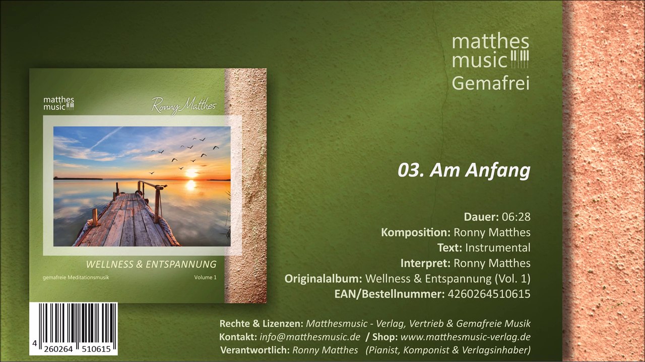 Am Anfang - Gemafreie Meditationsmusik (03/07) - CD: Wellness & Meditation (Vol. 1)