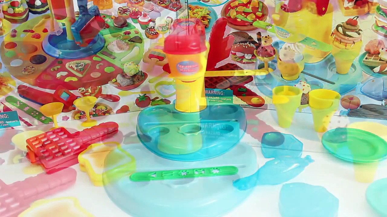 Food Court Set Cooking Machine Play Doh Toy Food DIY Make Ice Creams Waffles Desserts & More Food