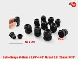 Amico 10 Pcs Black Plastic Waterproof Cable Glands M20 x 1.5