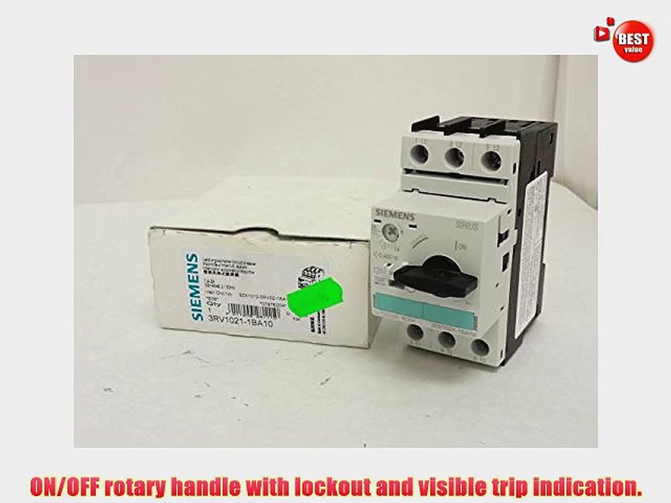 Siemens 3RV1021-1BA10 Manual Starter and Enclosure Open Type 1.4-2 FLA Adjustment Range