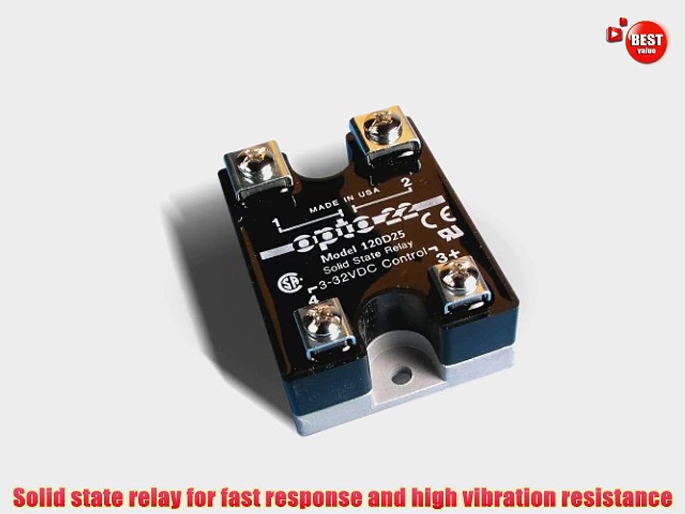 Opto 22 120D25 DC Control Solid State Relay 120 VAC 25 Amp 4000 V Optical Isolation