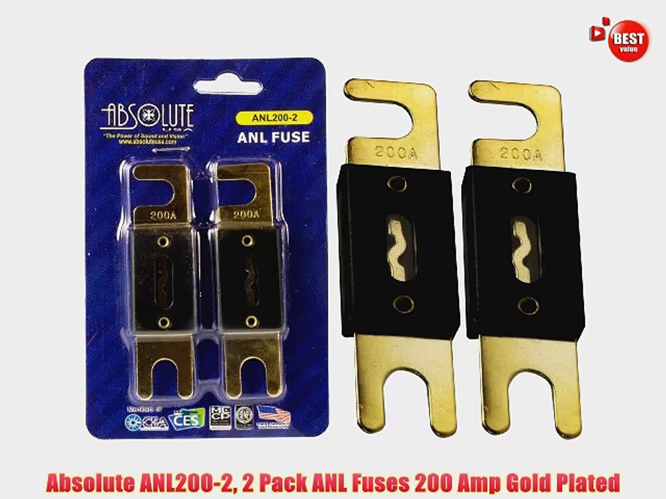 Absolute ANL200-2 2 Pack ANL Fuses 200 Amp Gold Plated