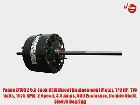Fasco D1092 5.0-Inch OEM Direct Replacement Motor 1/3 HP 115 Volts 1675 RPM 2 Speed