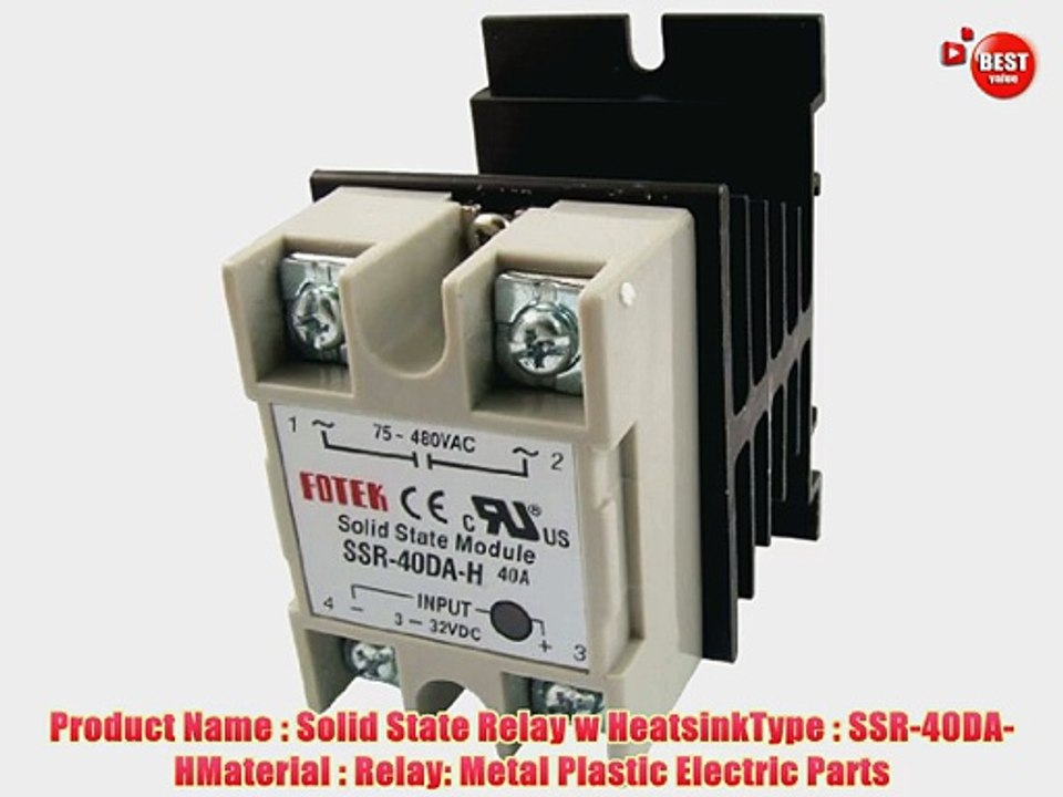 Amico LED Indicator Solid State Relay SSR-40DA-H 40A 3-32V DC 75-480V AC + Heat Sink