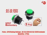 5 x Momentary SPST NO Green Round Cap Push Button Switch AC 6A/125V 3A/250V